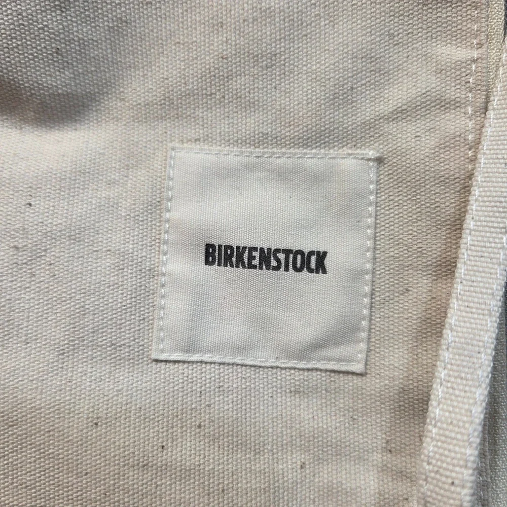 Birkenstock Canvas Wristlet Pouch Cream Logo Makeup Travel Bag Clutch